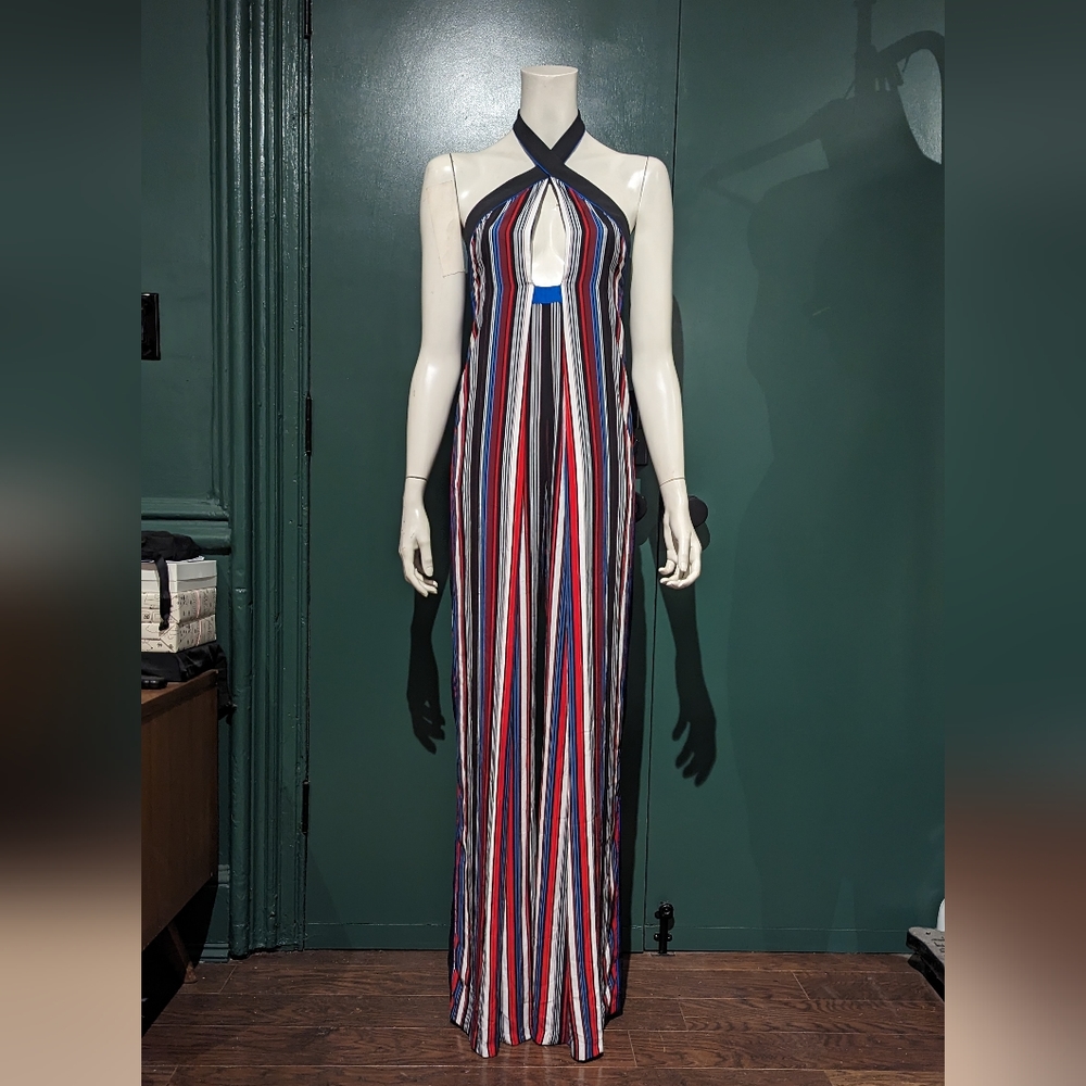 New Misha Nonoo Multi-color Striped Halter Jumpsuit Size 2